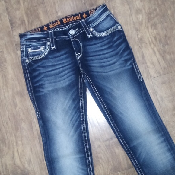 Rock Revival Women's Jeans 26 Etty Rhinestones Embroidered NWOT DEFECT SEE PHOTO - Picture 3 of 9